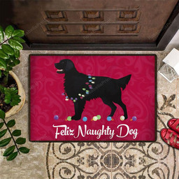 Feliz Naughty Dog Doormat Adorable Golden Retriever Welcome Door Mat Indoor Decor Xmas Gift  - Doormat Home Decor