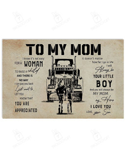 To My Mom Truck Print Son Horizontal And Gift For Wall Decor Visual Art Poster 24x16in