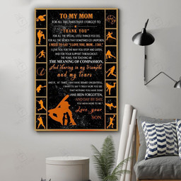 Love Your Son Baseball And To My Mom Thank You Wall Decor Visual Art Poster 12x18in