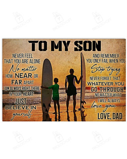 Surfing To My Son Horizontal And Wall Decor Visual Art Poster 24x16in