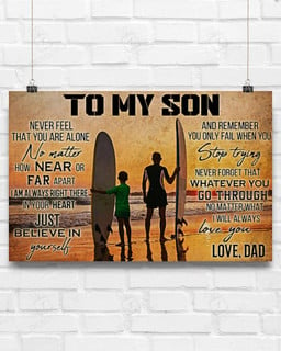 Surfing To My Son Horizontal And Wall Decor Visual Art Poster 36x24in