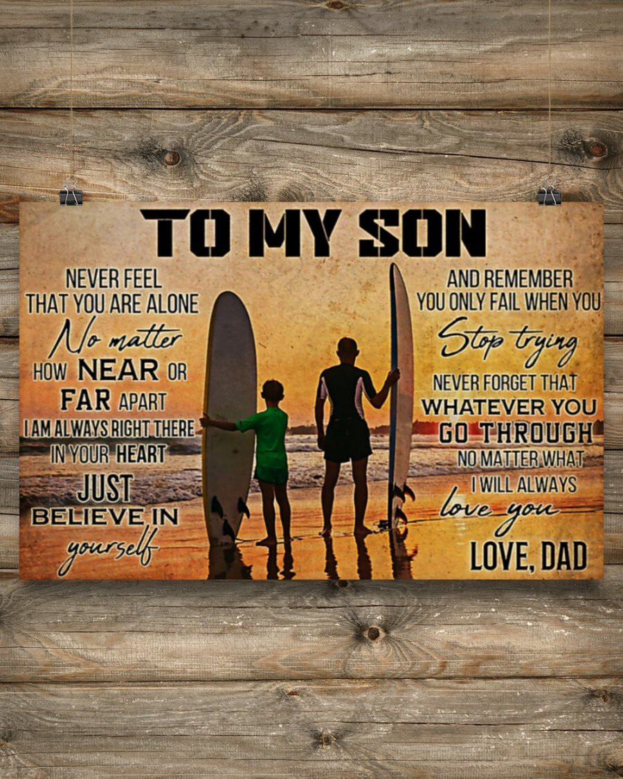 Surfing To My Son Horizontal And Wall Decor Visual Art Poster 18x12in