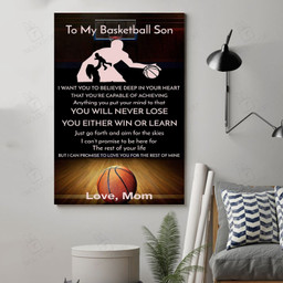 Basketball And Mom To My Son Never Lose Wall Decor Visual Art Poster 12x18in