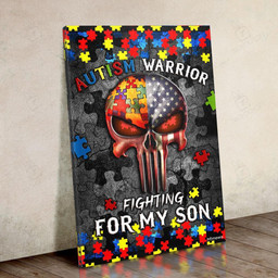 Fighting For My Son Autism Warrior Skull And Decor Poster 16x24in
