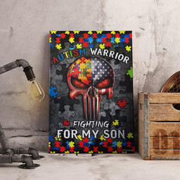 Fighting For My Son Autism Warrior Skull And Decor Poster 27x40in