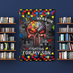 Fighting For My Son Autism Warrior Skull And Decor Poster 24x36in
