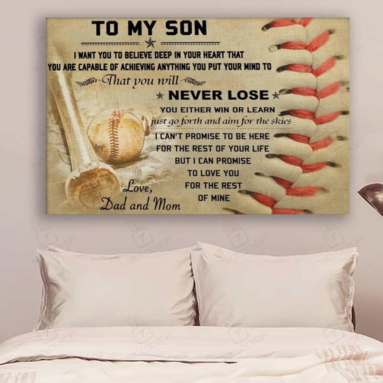 Th Baseball And To My Son Wall Decor Visual Art Poster 18x12in