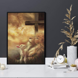 Jesus Beautiful Lion And Lamb Gift For Friend Birthday Warm Visual Dad Gifts Mothers Days Mom Father Idea Poster 12x18in