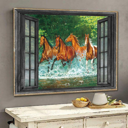 Brown Horse 3D Window View Canvas Painting Ha0501-Tnt Framed Prints, Canvas Paintings Framed Matte Canvas 8x10