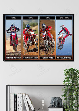 Motorcycle I Ride To Escape This World For Car Decor Auto Garage Decor Framed Matte Canvas 20x30