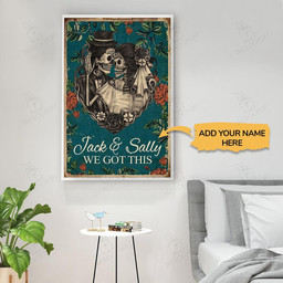Personalized Bespoke Custom Meaningful Gift Retro Teal You And Me Skull Custom Name  16x24in Poster
