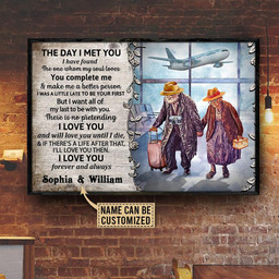 Rosabella Customized Gifts Personalized Airplane Traveling The Day I Met You Poster  24x16in Poster