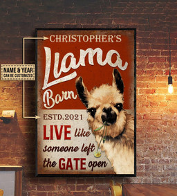 Personalized Bespoke Custom Meaningful Gift Llama Barn The Gate Open  24x36in Poster