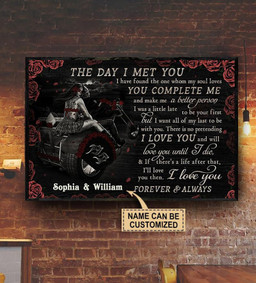 Personalized Bespoke Custom Meaningful Gift Motor Skull The Day I Met You  24x16in Poster