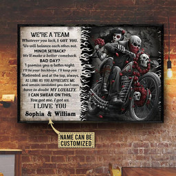 Personalized Bespoke Custom Meaningful Gift Motorcycling Skull Rose Were A Team  24x16in Poster