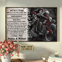 Personalized Bespoke Custom Meaningful Gift Motorcycling Skull Rose Were A Team  36x24in Poster