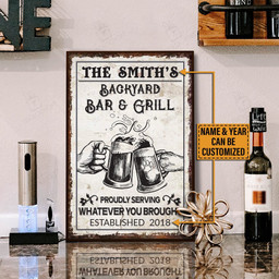 Personalized Bespoke Custom Meaningful Gift Grilling Bar Dog Proudly Serve  12x16in Wrapped Canvas