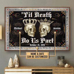 Personalized Bespoke Custom Meaningful Gift Skull til Do Us Part  16x12in Wrapped Canvas
