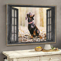 Chocolate Dachshunds 3D Window View Housewarming Gift Paintings Prints Dogs Lover Ha0285-Ptd Framed Prints, Canvas Paintings Framed Matte Canvas 8x10