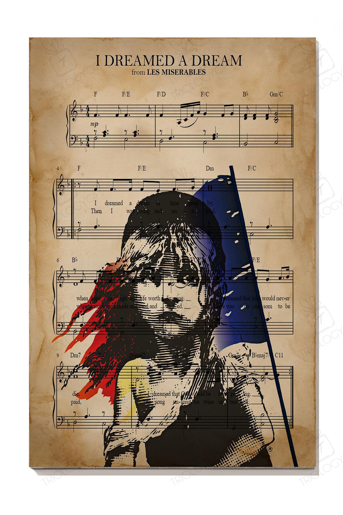 I Dreamed A Dream Lyrics Music Gift For Les Miserables Fan Pop Fan Canvas Framed Prints, Canvas