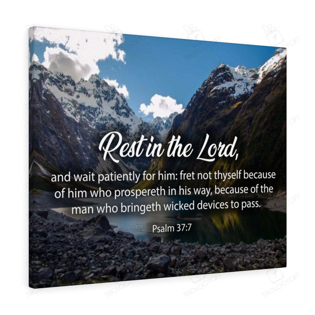 Rest In The Lord Scripture Bible Verse Canvas Rest in The Lord Psalm 37:7 Christian Scripture Art ...