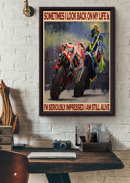 Sometimes I Look Back On My Life For Garage Decor Motobike Retro Print Rider Framed Canvas Framed Matte Canvas 20x30