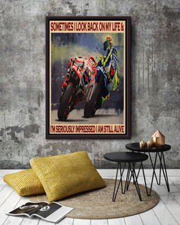 Sometimes I Look Back On My Life For Garage Decor Motobike Retro Print Rider Framed Canvas Framed Matte Canvas 12x16