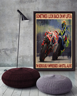 Sometimes I Look Back On My Life For Garage Decor Motobike Retro Print Rider Framed Canvas Framed Matte Canvas 16x24