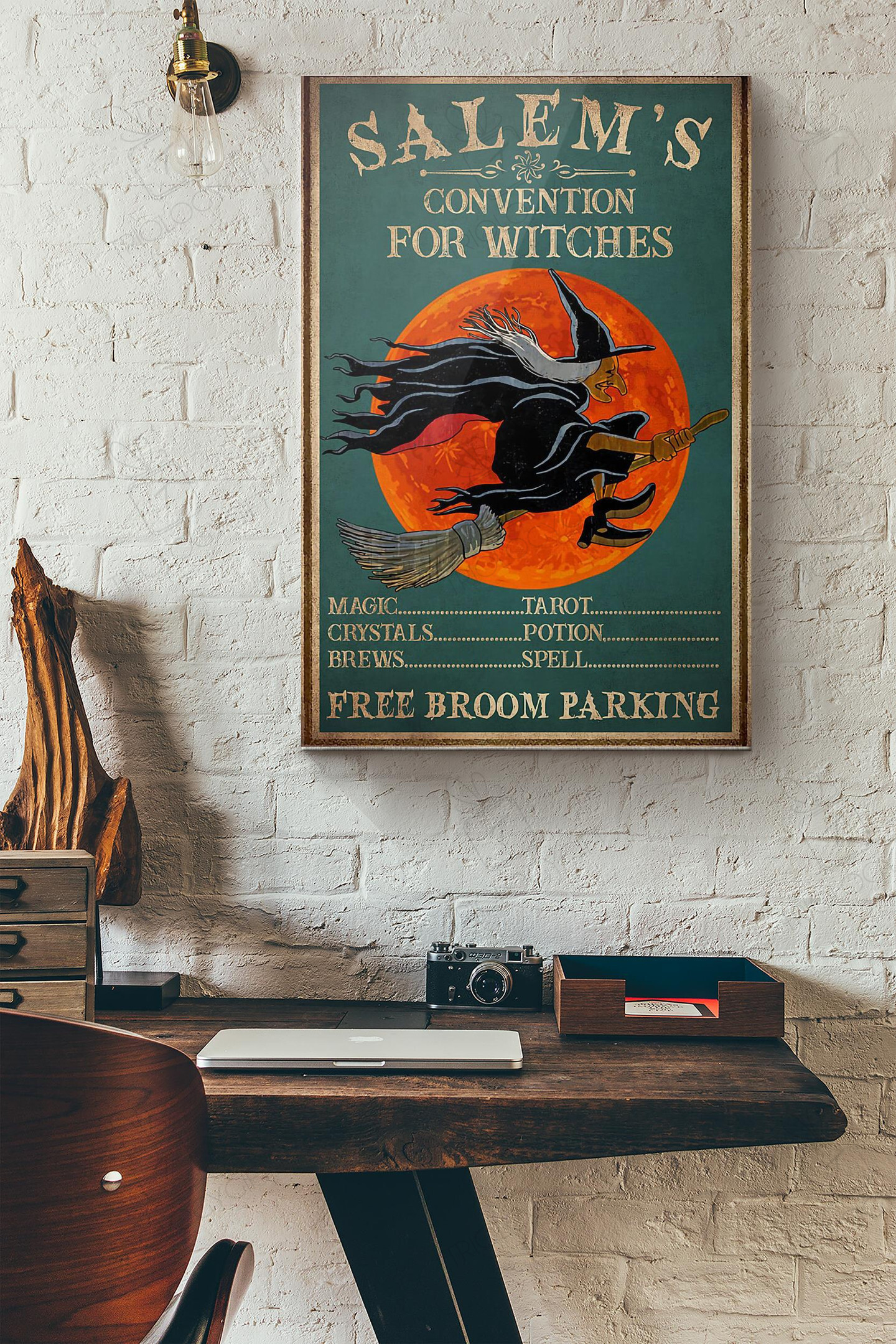 Witch Salems Convention For Witches Free Broom Parking Canvas Painting Ideas, Canvas Hanging Prints, Gift Idea Framed Prints, Canvas Paintings Wrapped Canvas 8x10