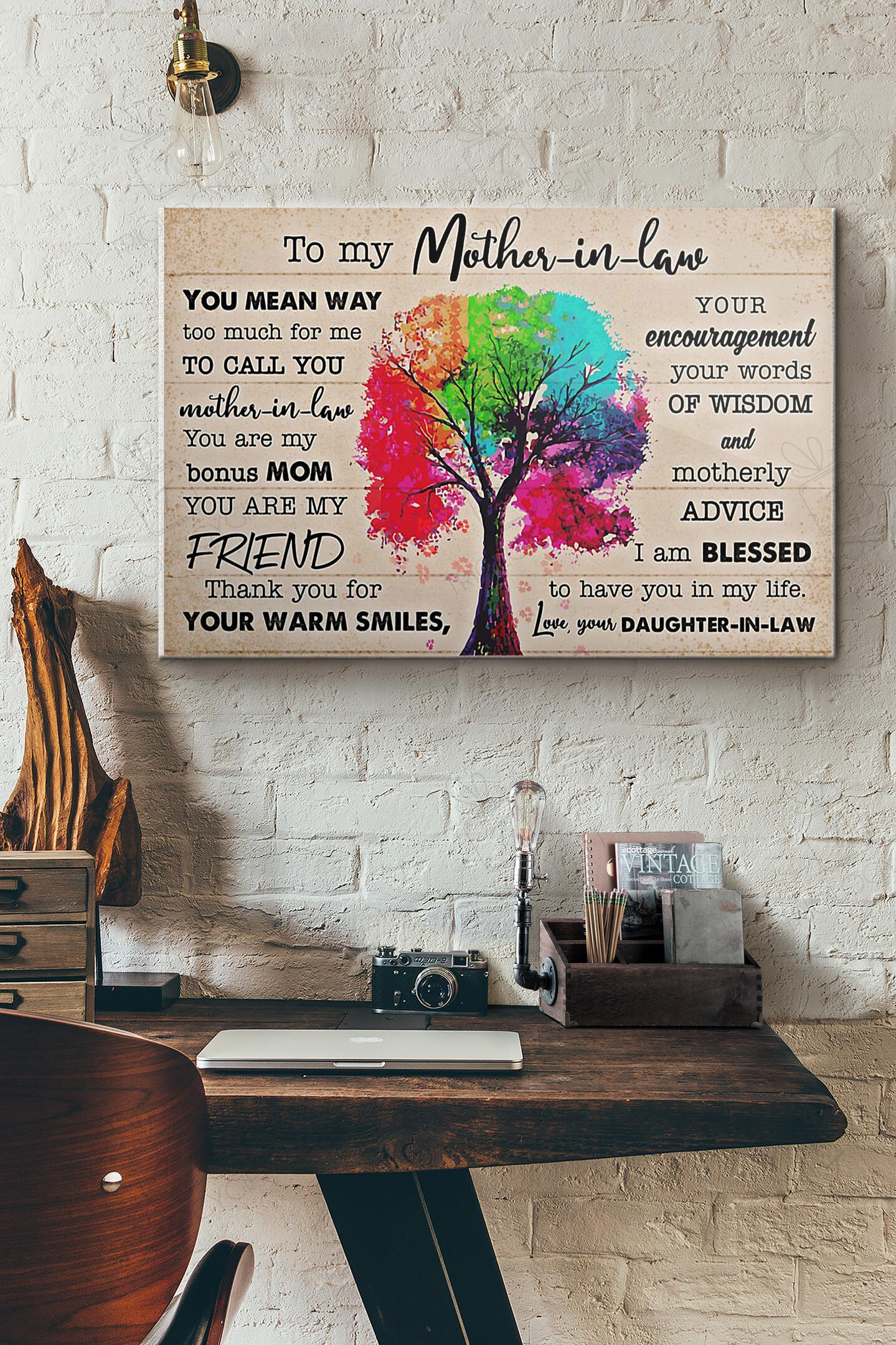 To My Mother In Law Daughter In Law Tree Canvas Painting Ideas, Canvas Hanging Prints, Gift Idea Framed Prints, Canvas Paintings Wrapped Canvas 8x10