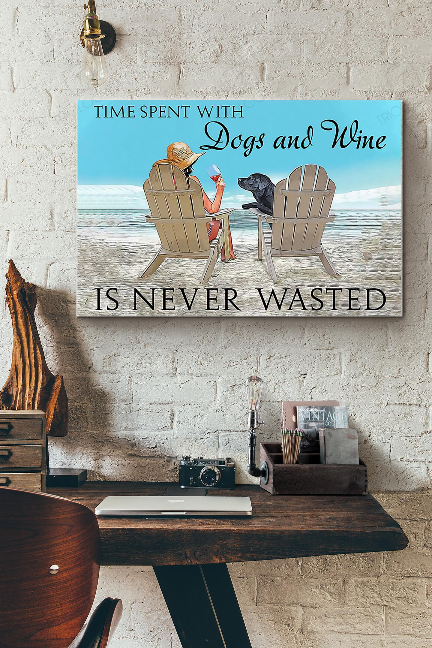Time Spent With Dogs And Red Wine Is Never Wasted Canvas Painting Ideas, Canvas Hanging Prints, Gift Idea Framed Prints, Canvas Paintings Wrapped Canvas 8x10