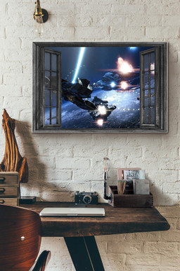 Window View Ufo And Spacecraft Space War Canvas Painting Ideas, Canvas Hanging Prints, Gift Idea Framed Prints, Canvas Paintings Wrapped Canvas 8x10