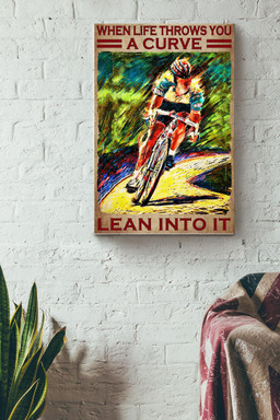 When Life Throws You A Curve Lean Into It Bikecycle Rider Canvas Painting Ideas, Canvas Hanging Prints, Gift Idea Framed Prints, Canvas Paintings Wrapped Canvas 8x10