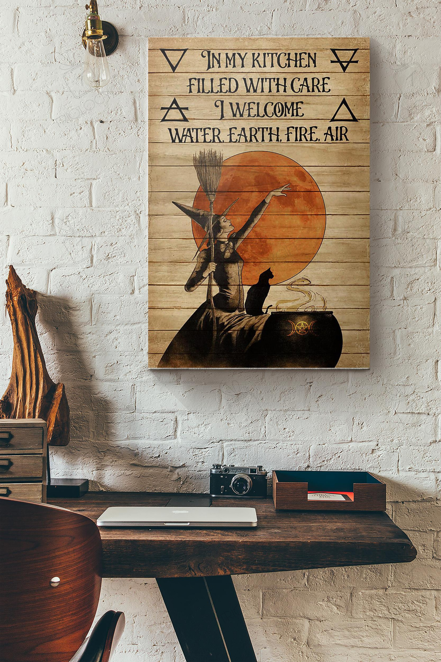 Witch In My Kitchen Filled With Care I Welcome Water Earth Fire Air Canvas Painting Ideas, Canvas Hanging Prints, Gift Idea Framed Prints, Canvas Paintings Wrapped Canvas 8x10
