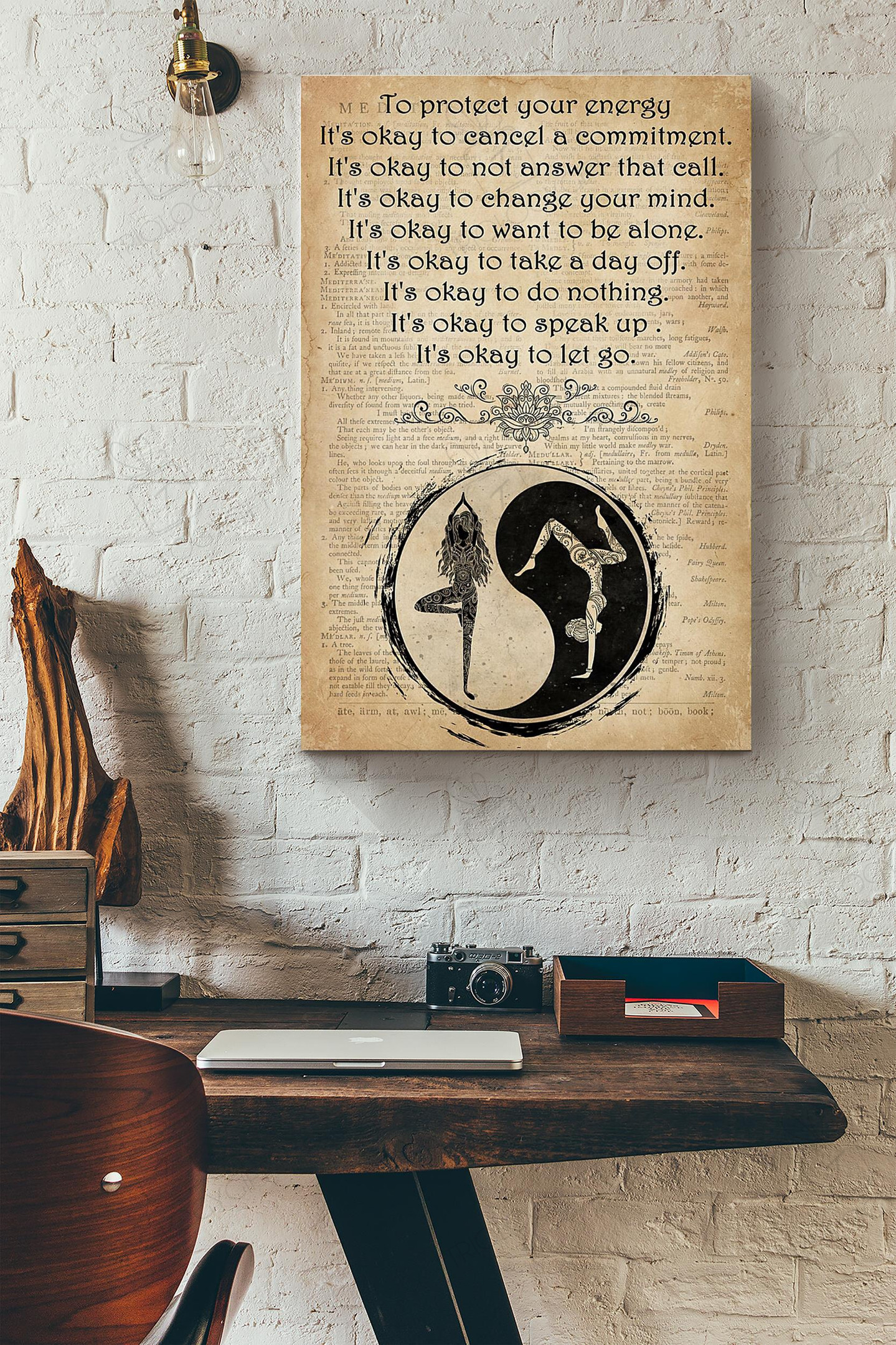 Yin Yang Yoga Yo Protect Your Energy Dictionary Canvas Painting Ideas, Canvas Hanging Prints, Gift Idea Framed Prints, Canvas Paintings Wrapped Canvas 8x10