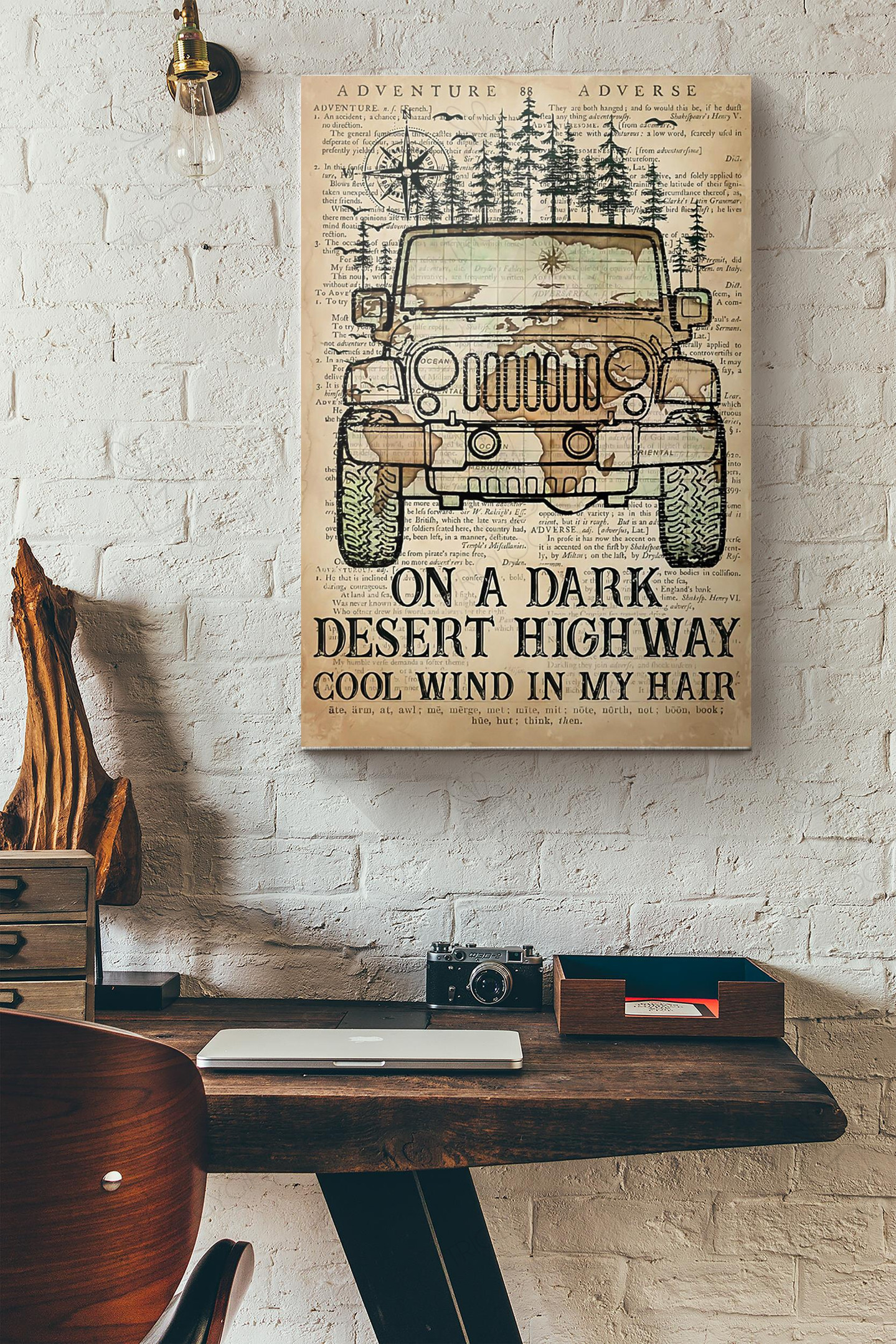 Truck On Dark Desert Highway Cool Wind In My Hair Canvas Painting Ideas, Canvas Hanging Prints, Gift Idea Framed Prints, Canvas Paintings Wrapped Canvas 8x10