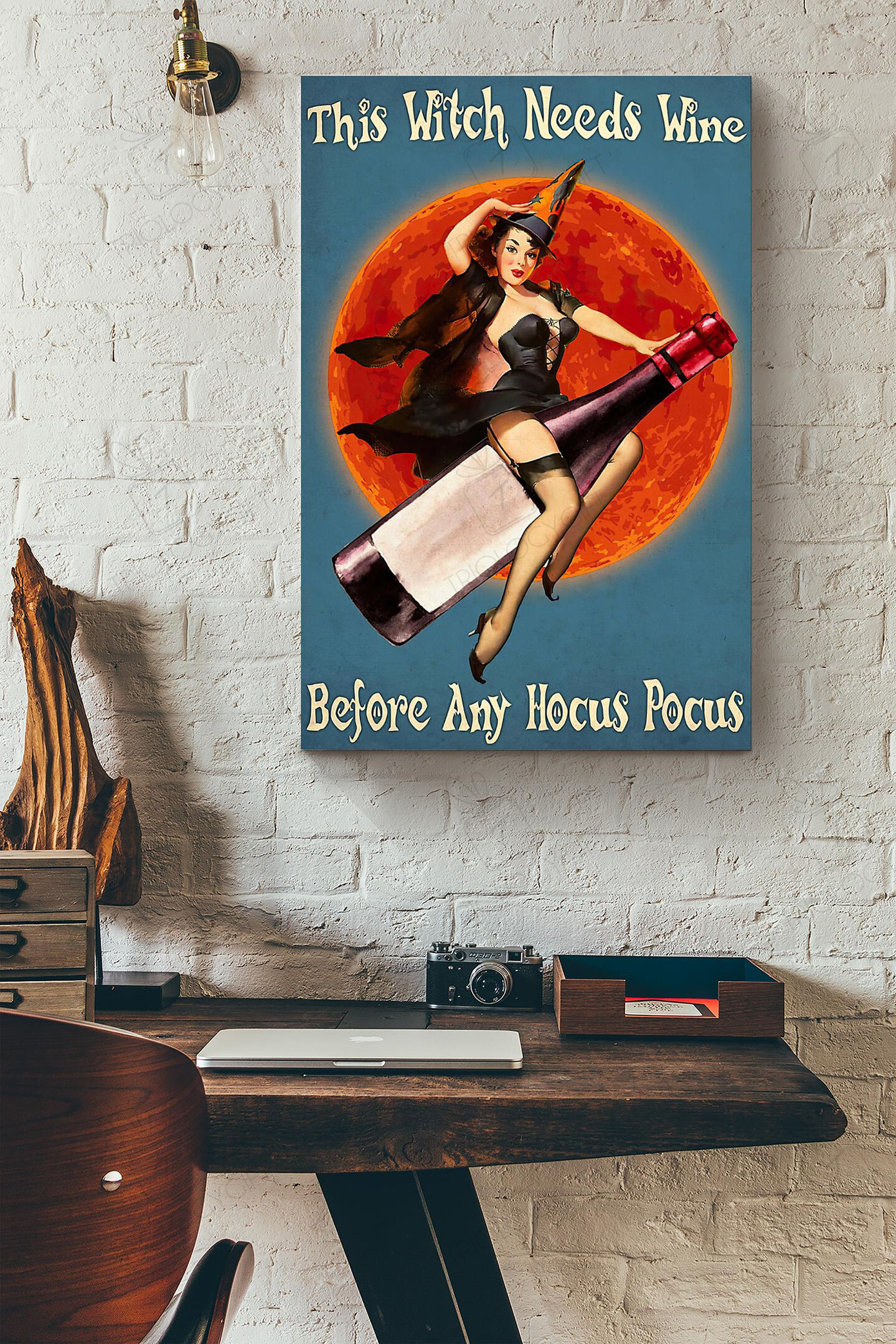 This Witch Needs Wine Before Any Hocus Pocus Blood Moon Canvas Painting Ideas, Canvas Hanging Prints, Gift Idea Framed Prints, Canvas Paintings Wrapped Canvas 8x10
