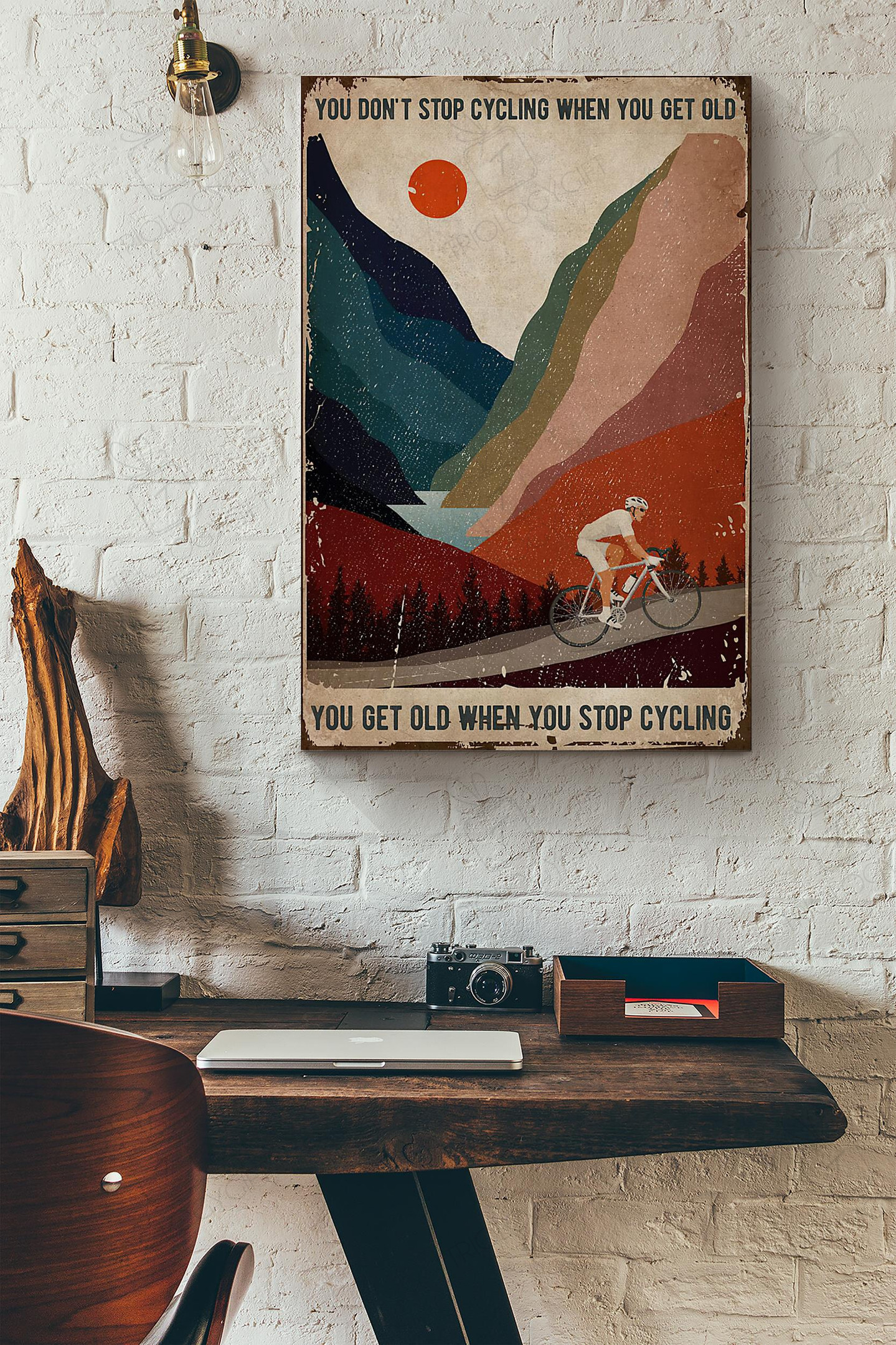 You Get Old When You Stop Cycling Retro Sunset Canvas Painting Ideas, Canvas Hanging Prints, Gift Idea Framed Prints, Canvas Paintings Wrapped Canvas 8x10