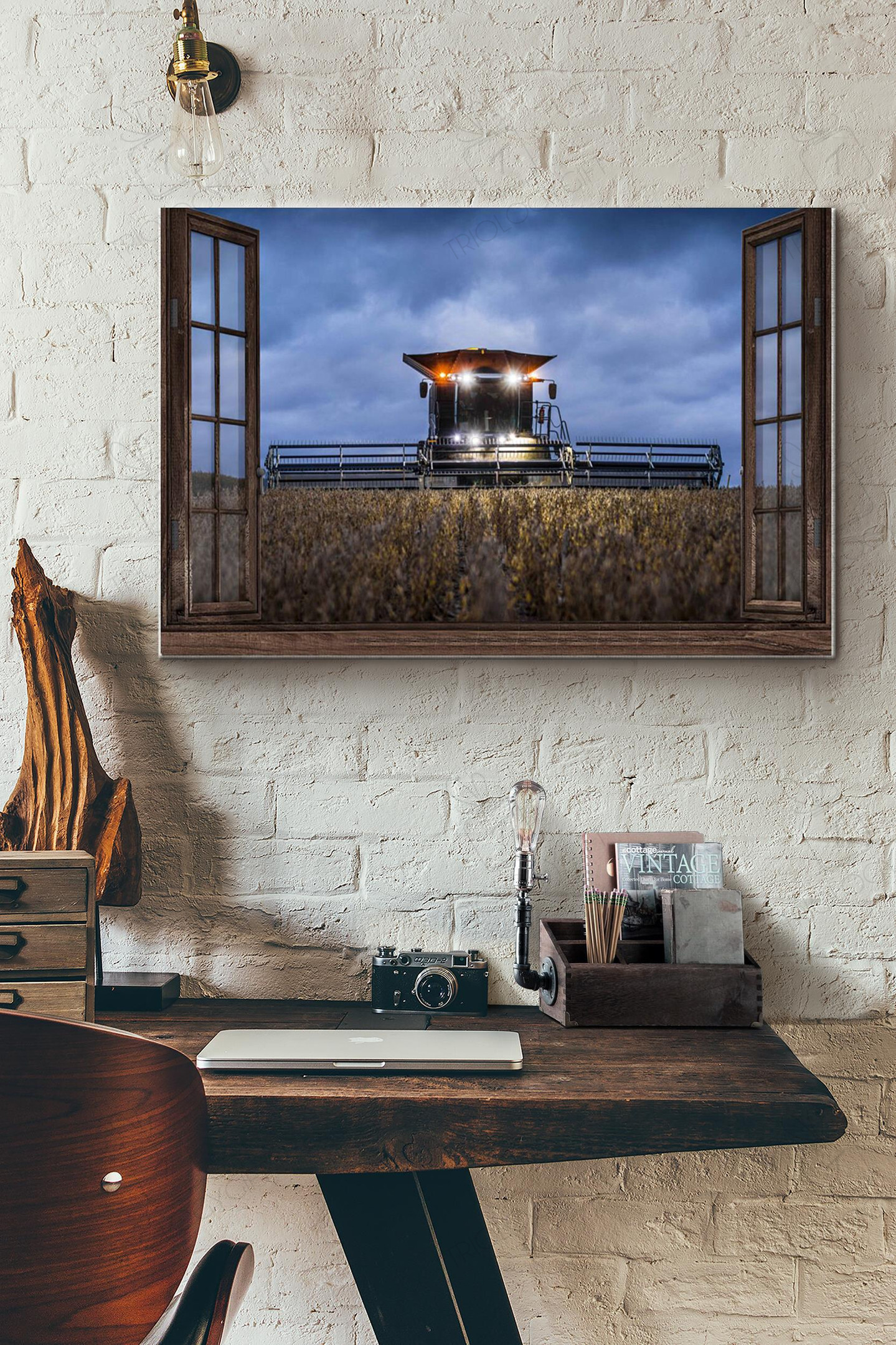 Tractor Window Night View Canvas Painting Ideas, Canvas Hanging Prints, Gift Idea Framed Prints, Canvas Paintings Wrapped Canvas 8x10