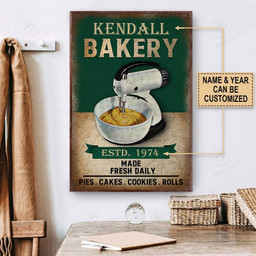 Aeticon Gifts Personalized Baking Made Fresh Daily Green Canvas Home Decor Wrapped Canvas 12x16