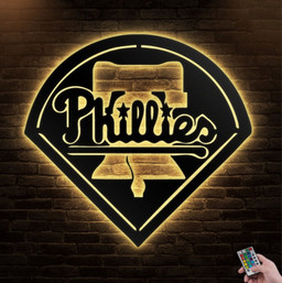 Phillies Logo Cut Metal Sign With Led RGB Lights, Phillies Basketball Sign, Sport Sign, Basketball Wall Art, Mancave Decoration    Without LED 12 inches