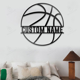 Custom Basketball Metal Sign Wall Art With Led RGB Lights, Personalized Basketball Player Name Sign Decoration, Sport Sign Decor    Without LED 24 inches