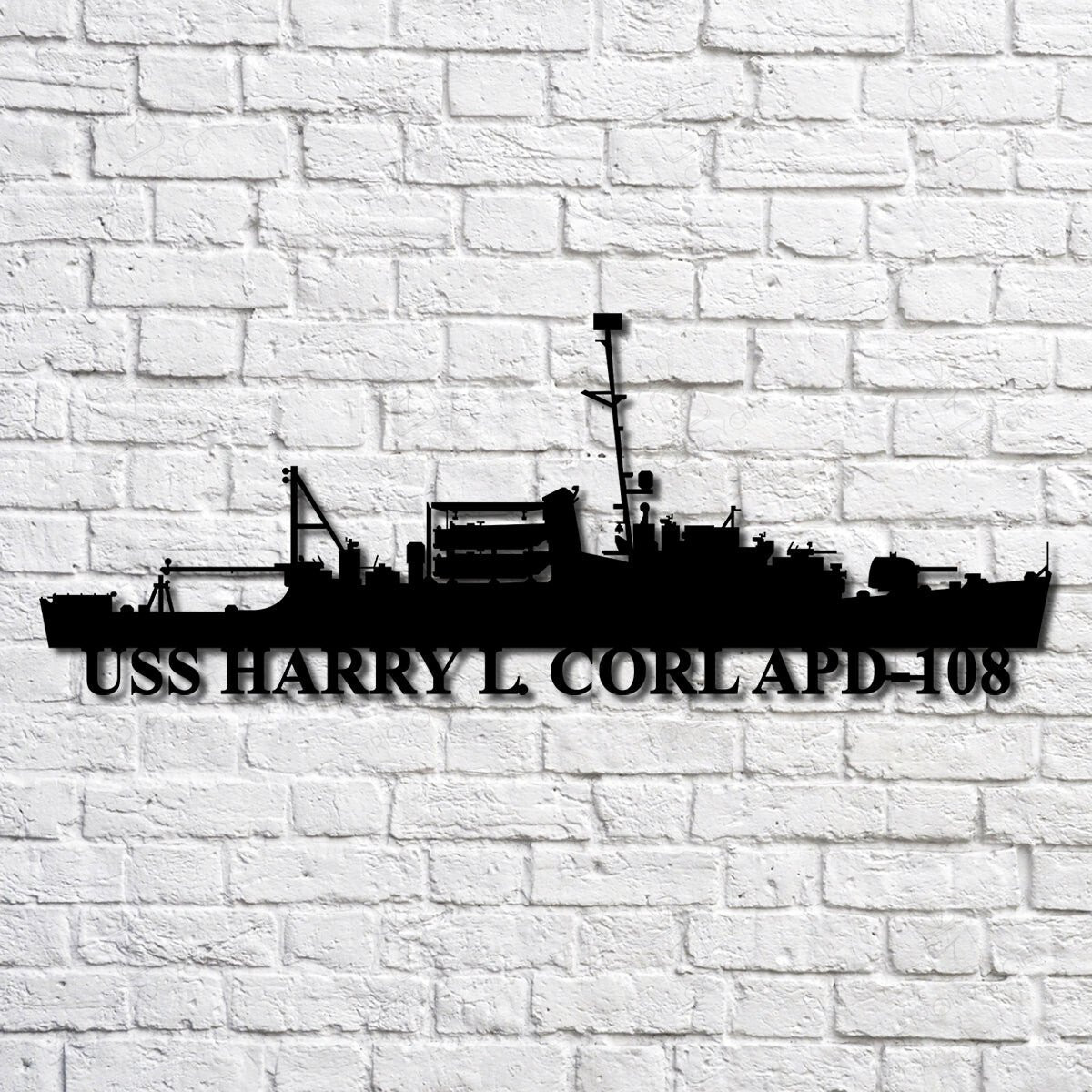 Uss Harry L. Corl Apd108 Navy Ship Metal Art, Custom Us Navy Ship Cut Metal Sign, Gift For Navy Veteran, Navy Ships Silhouette Metal Art, Navy Laser Cut Metal Signs 12x12IN