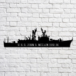 U.s.s. John S. Mccain Ddg 36 Navy Ship Metal Art, Custom Us Navy Ship Cut Metal Sign, Gift For Navy Veteran, Navy Ships Silhouette Metal Art, Navy Laser Cut Metal Signs 12x12IN