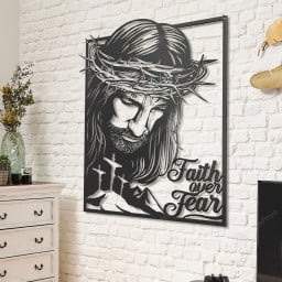 Jesus Faith over fair Cut Metal Sign 12x12IN