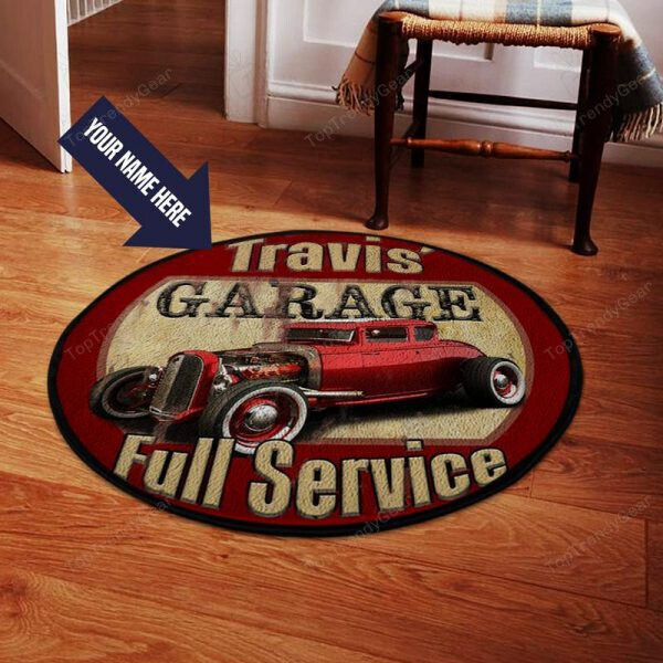 Personalize Vintage Custom Car Round Mat For Garage Round Mat 05201 Living Room Rugs, Bedroom Rugs, Kitchen Rugs L (40In)