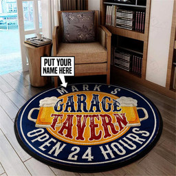 Personalized Garage Tavern Round Mat 05421 Living Room Rugs, Bedroom Rugs, Kitchen Rugs M (32In)