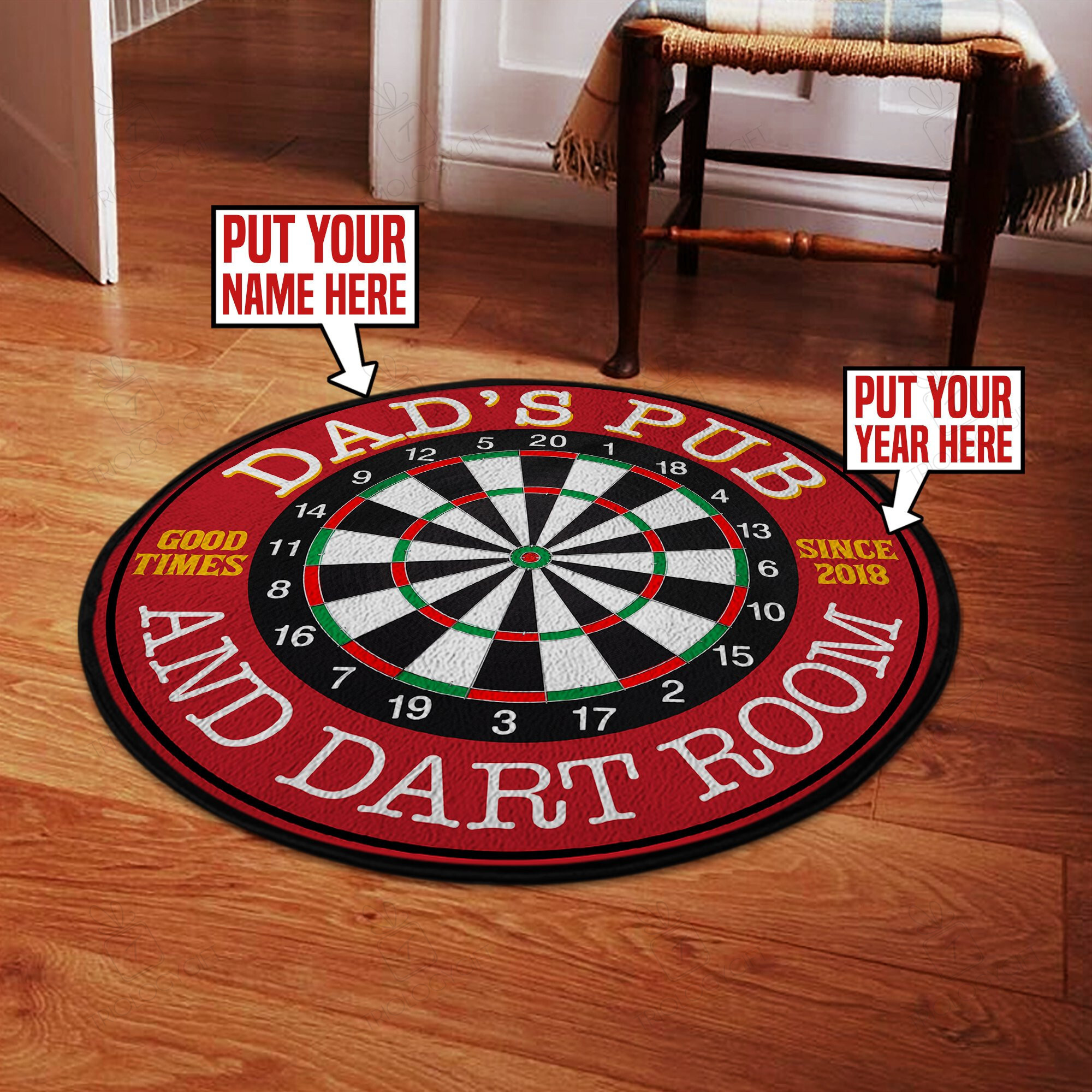 Personalized Dad'S Pub And Dart Room Round Mat 06075 Living Room Rugs ...