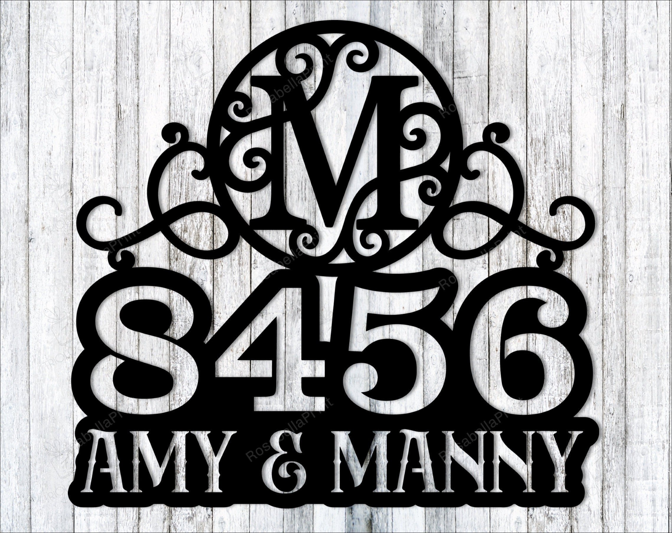 Custom Monogram Address Sign Cut Metal Sign Wall Metal Art Decorations ...