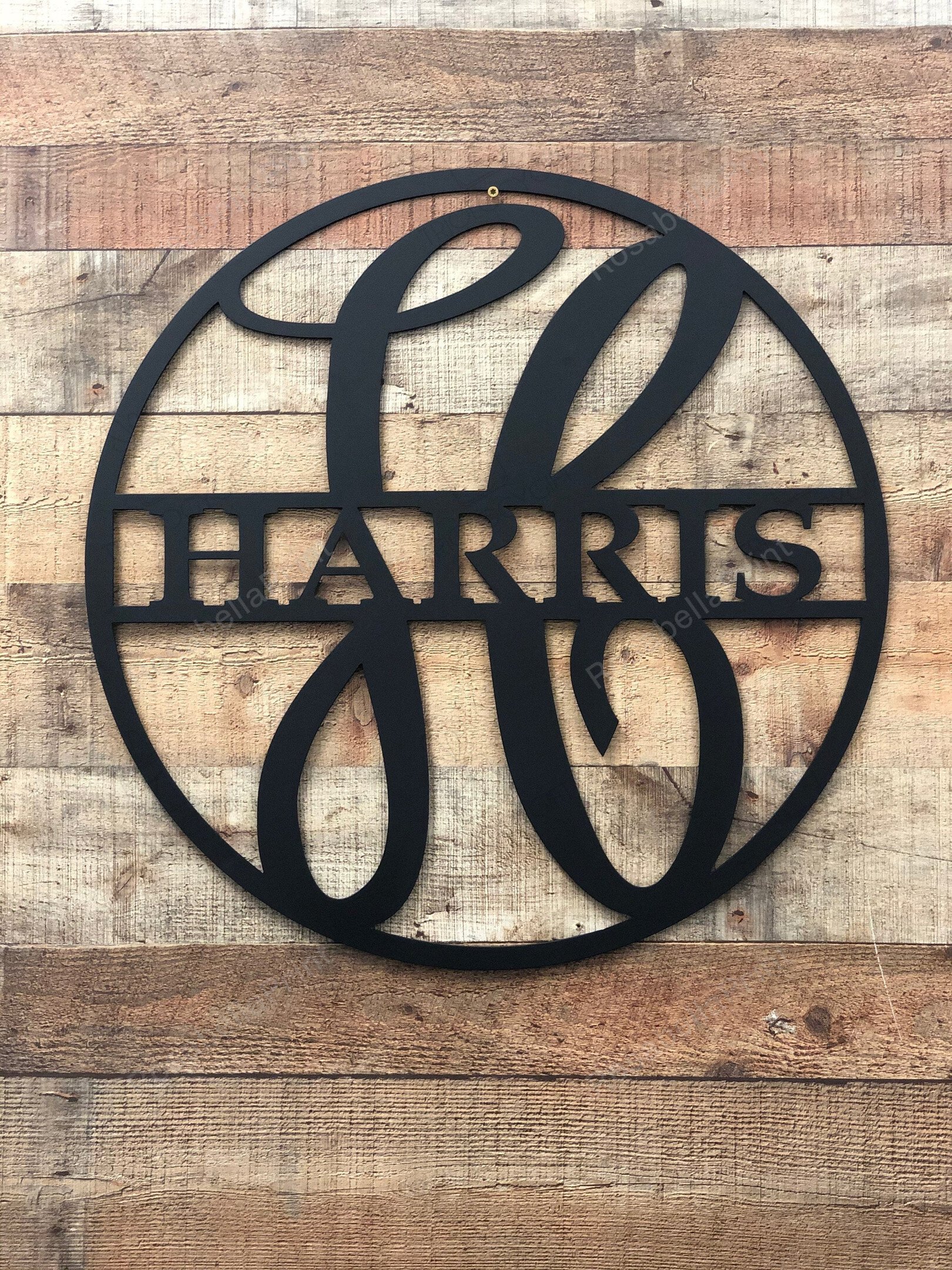 Round Monogram Cut Metal Sign Wall Decor Metal Sign Metal Art ...